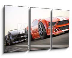 Obraz 3D tdln - 90 x 50 cm F_BS80105915 - The race , Exotic sports cars racing with motion blur - Zvod, exotick sportovn automobily zvodc s rozmaznm pohybu