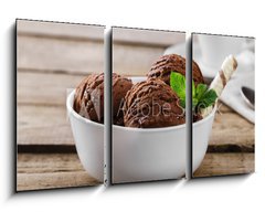 Obraz 3D tdln - 90 x 50 cm F_BS80747406 - ball coffee chocolate ice cream in a bowl - koule zmrzlina v kvov okold v misce