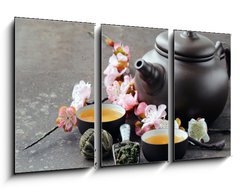 Obraz 3D tdln - 90 x 50 cm F_BS81681055 - tea set (teapot, cups and different green tea)