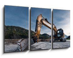 Obraz 3D tdln - 90 x 50 cm F_BS81767487 - view to huge orange mechanical shovel excavator on gravel - pohled na obrovsk oranov mechanick lopatov rypadlo na trku