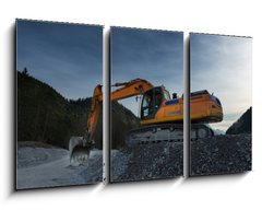 Obraz 3D tdln - 90 x 50 cm F_BS81767537 - sideview of huge orange shovel excavator digging in gravel