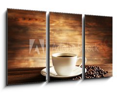 Obraz 3D tdln - 90 x 50 cm F_BS81865478 - Cup of coffee with grains on wooden background