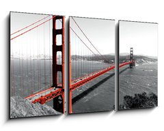 Obraz 3D tdln - 90 x 50 cm F_BS82486303 - Golden Gate Bridge Red Pop on B W