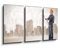 Obraz   Business engineer planing at construction site with city backgro, 90 x 50 cm