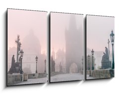 Obraz 3D tdln - 90 x 50 cm F_BS85888464 - Charles Bridge in Prague at foggy morning - Karlv most v Praze na mlhavm rnu