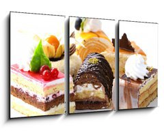 Obraz 3D tdln - 90 x 50 cm F_BS96319616 - Assorted different mini cakes with cream, chocolate and berries