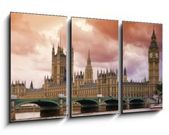 Obraz 3D tdln - 90 x 50 cm F_BS9632866 - Stormy Skies over Big Ben and the Houses of Parliament