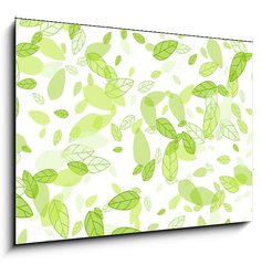 Sklenn obraz 1D - 100 x 70 cm F_E100440261 - seamless background with green leaves - bezev pozad se zelenmi listy