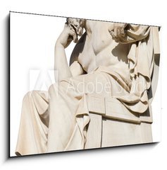 Obraz 1D - 100 x 70 cm F_E100447909 - Socrates Statue at the Academy of Athens Isolated on White - Socha Sokrates na akademii v Athnch izolovanch na blm