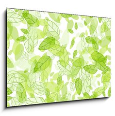 Obraz 1D - 100 x 70 cm F_E100698085 - seamless background with green leaves - bezev pozad se zelenmi listy