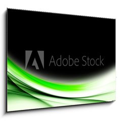 Obraz 1D - 100 x 70 cm F_E100723245 - Abstract Green Wave Black Background Design