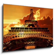 Sklenn obraz 1D - 100 x 70 cm F_E11105750 - Eiffel tower on sunset - Eiffelova v pi zpadu slunce