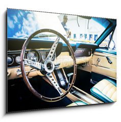 Sklenn obraz 1D - 100 x 70 cm F_E113885673 - Inside view of classic american car.