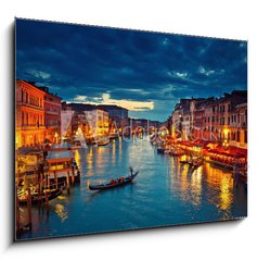 Obraz 1D - 100 x 70 cm F_E122210404 - View on Grand Canal from Rialto bridge at dusk, Venice, Italy