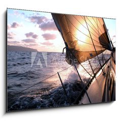 Sklenn obraz 1D - 100 x 70 cm F_E122844 - sailing to the sunrise - plachtn na vchod slunce