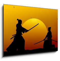 Sklenn obraz 1D - 100 x 70 cm F_E12683766 - Samurai - Samuraj