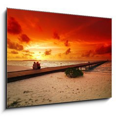 Sklenn obraz 1D - 100 x 70 cm F_E13098208 - Romantic couple and sunset