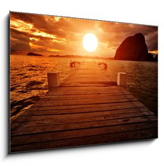 Sklenn obraz 1D - 100 x 70 cm F_E13338057 - Jetty into the Sunset