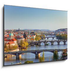 Sklenn obraz 1D - 100 x 70 cm F_E13518966 - View on Prague Bridges at sunset - Pohled na Prask mosty pi zpadu slunce