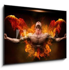 Obraz 1D - 100 x 70 cm F_E137170627 - On fire bodybuilder - V ohni kulturista