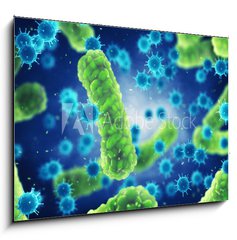 Sklenn obraz 1D - 100 x 70 cm F_E143813734 - Pathogenic bacteria and viruses , Microscopic germs that cause infectious diseases , Viral and bacterial infection