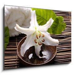 Obraz 1D - 100 x 70 cm F_E14431591 - Spa composition of white madonna lily