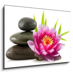 Obraz 1D - 100 x 70 cm F_E15079554 - Composition zen, pierres, lotus et bambou