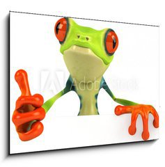 Obraz   Grenouille avec un panneau, 100 x 70 cm