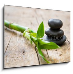 Obraz 1D - 100 x 70 cm F_E176854248 - Hot stone with bamboo