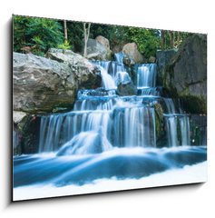 Sklenn obraz 1D - 100 x 70 cm F_E18259137 - Oriental waterfall landscape - Orientln vodopd krajiny