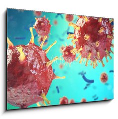 Obraz 1D - 100 x 70 cm F_E185828438 - Chronic liver disease viral hepatitis infection, Hepatitis viruses in infected organism. 3d illustration - Virov hepatitida, chronick onemocnn jater, viry hepatitidy v infikovanm organismu. 3D obrzek