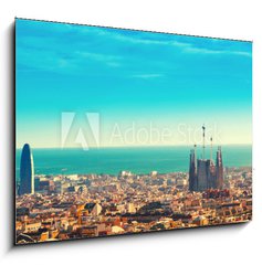 Obraz 1D - 100 x 70 cm F_E187469116 - View above on Barcelona landmark from Montjuic hill