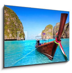 Obraz 1D - 100 x 70 cm F_E19642615 - Longtail boat at Maya bay