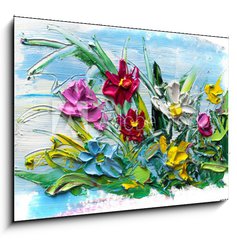 Obraz 1D - 100 x 70 cm F_E196641998 - Abstract oil painting of  flower.