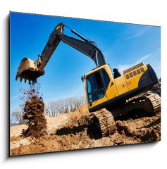Sklenn obraz 1D - 100 x 70 cm F_E202023739 - excavator loader machine at construction site