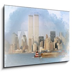 Obraz 1D - 100 x 70 cm F_E202903313 - Digital artwork illustration of the World Trade Center on February 1988