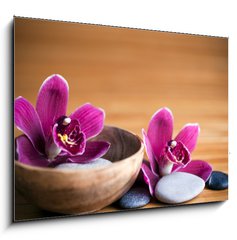 Obraz   Composition zen  fleurs orchide et pierres, 100 x 70 cm