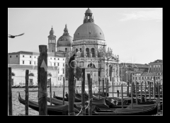 Sklenn obraz 1D - 100 x 70 cm F_E211839650 - Gondolas and Santa Maria della Salute church in Venice - Gondoly a kostel Santa Maria della Salute v Bentkch