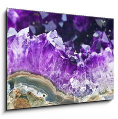 Sklenn obraz 1D - 100 x 70 cm F_E21483665 - Amethyst druse over agate rock