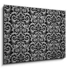 Obraz 1D - 100 x 70 cm F_E215761199 - Wallpaper in the style of Baroque. Seamless vector background. Black floral ornament. Graphic pattern for fabric, wallpaper, packaging. Ornate Damask flower ornament