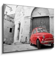 Sklenn obraz 1D - 100 x 70 cm F_E21804795 - Red Classic Car.