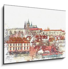 Obraz 1D - 100 x 70 cm F_E222609286 - illustration of a beautiful view of Prague in the Czech Republic. Watercolor sketch