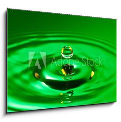 Sklenn obraz 1D - 100 x 70 cm F_E22894878 - tranquility conceptual. green droplet splash in a water - klid koncepn. zelen kapka ve vod