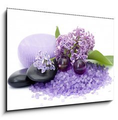 Obraz   spa products and lilac flowers, 100 x 70 cm