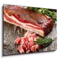 Obraz 1D - 100 x 70 cm F_E23310419 - slice bacon - pancetta affettata