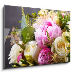 Obraz 1D - 100 x 70 cm F_E236126710 - Composition with bouquet of freshly cut flowers