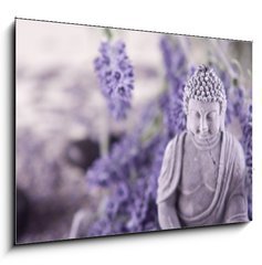 Sklenn obraz 1D - 100 x 70 cm F_E23736783 - Buddha bei Zen Meditation,  Massage Steine, Lavendel - Buddha bei Zen meditace, masn stena, Lavendel