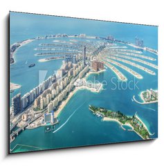 Sklenn obraz 1D - 100 x 70 cm F_E244692979 - Aerial view of Dubai Palm Jumeirah island, United Arab Emirates - Leteck pohled na ostrov Dubaj Palm Jumeirah, Spojen arabsk emirty
