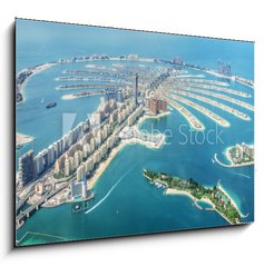 Obraz 1D - 100 x 70 cm F_E244692979 - Aerial view of Dubai Palm Jumeirah island, United Arab Emirates