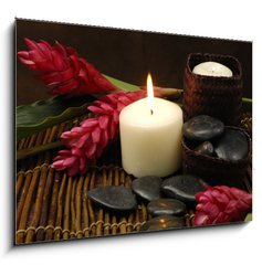 Obraz 1D - 100 x 70 cm F_E25459715 - spa and wellness concept with flowers zen stones